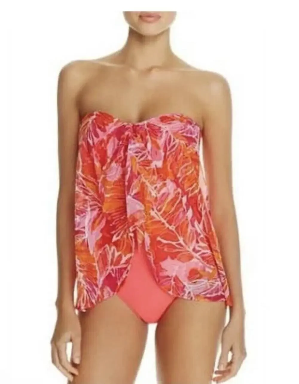 Ralph Lauren Pink Lush Tropical Print Fly Away One Piece Swimsuit Size 6